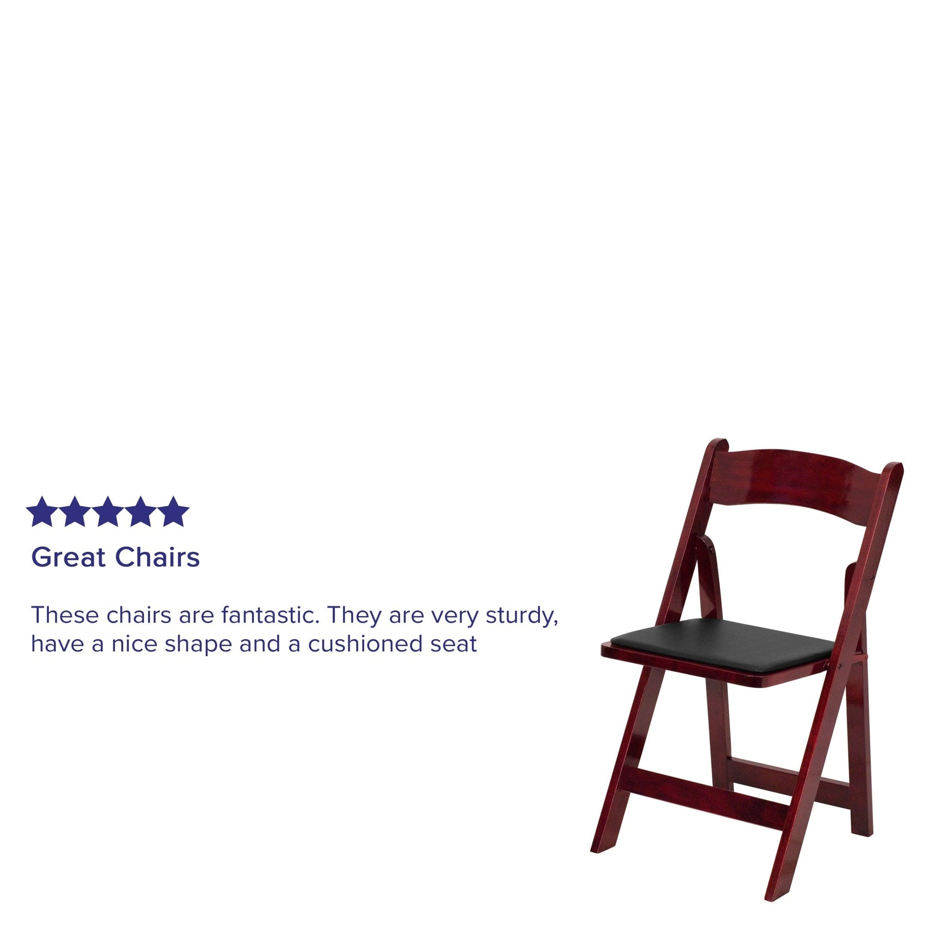 HERCULES Series Mahogany Wood Folding Chair with Vinyl Padded Seat by Flash Furniture - SchoolOutlet