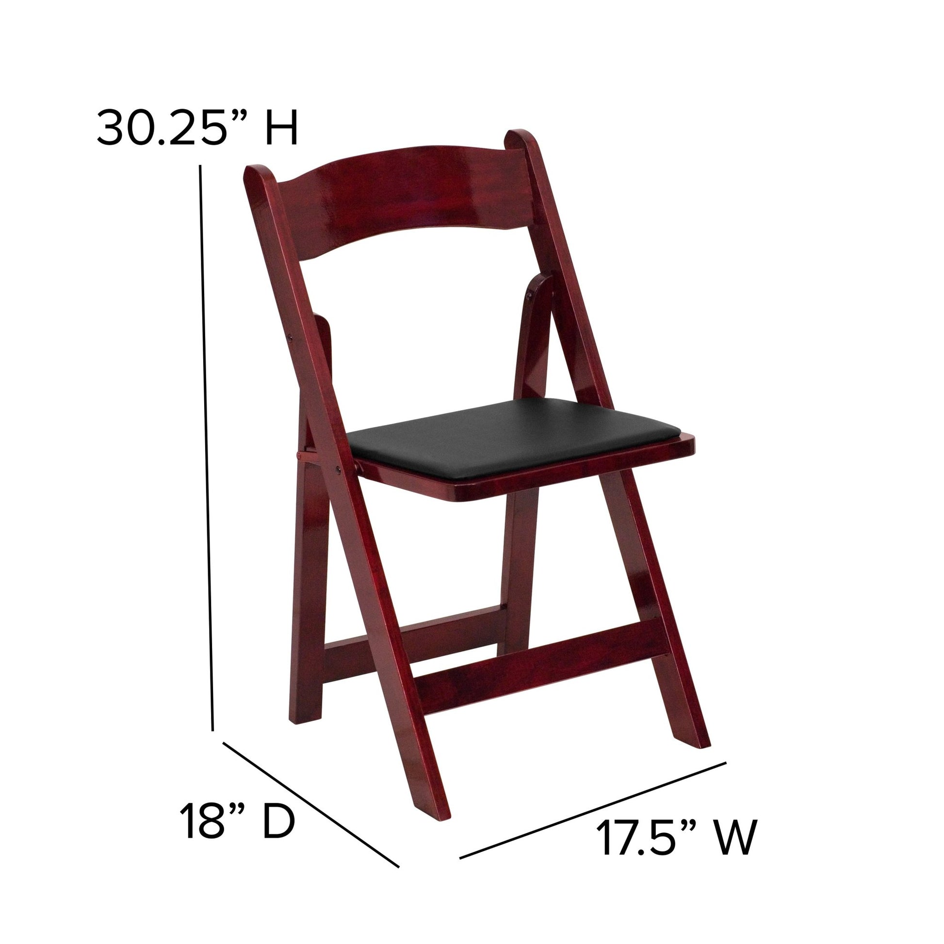 HERCULES Series Mahogany Wood Folding Chair with Vinyl Padded Seat by Flash Furniture - SchoolOutlet