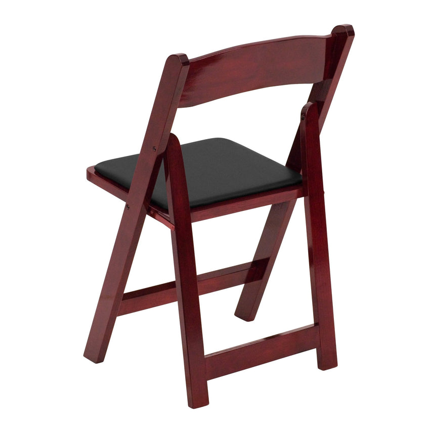 HERCULES Series Mahogany Wood Folding Chair with Vinyl Padded Seat by Flash Furniture - SchoolOutlet