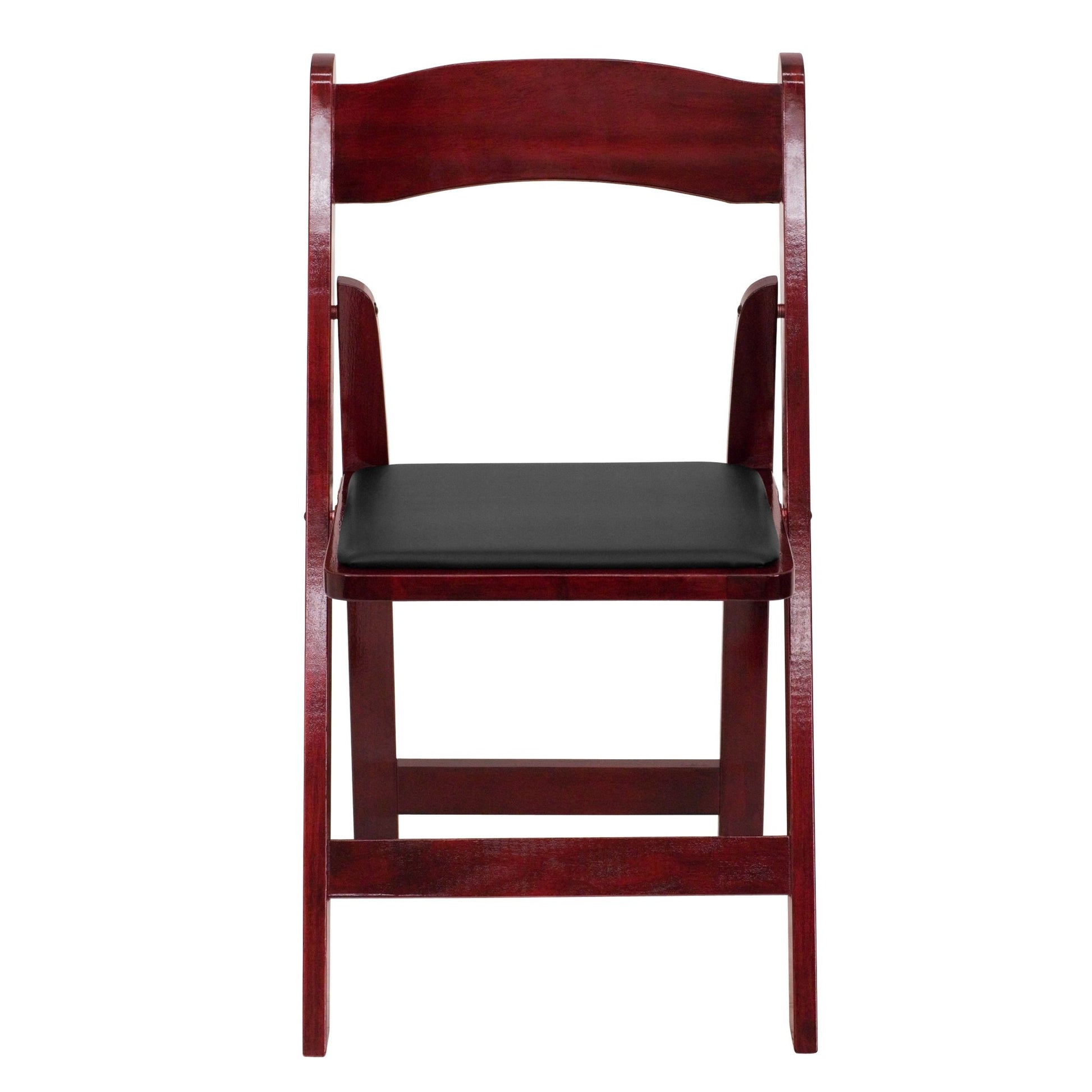 HERCULES Series Mahogany Wood Folding Chair with Vinyl Padded Seat by Flash Furniture - SchoolOutlet