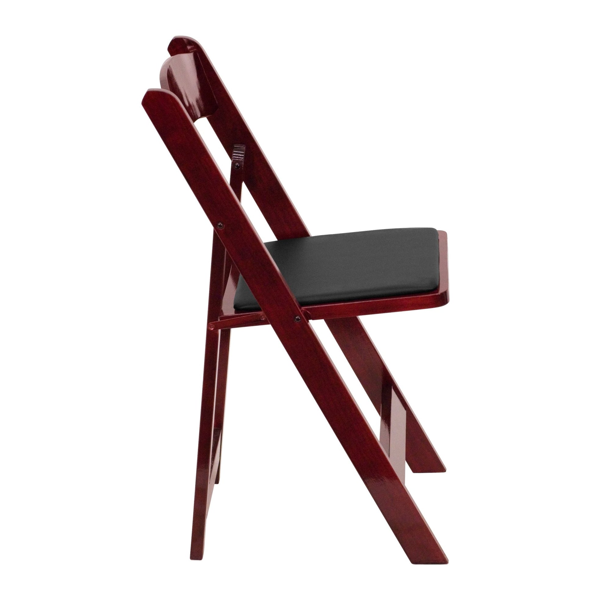 HERCULES Series Mahogany Wood Folding Chair with Vinyl Padded Seat by Flash Furniture - SchoolOutlet