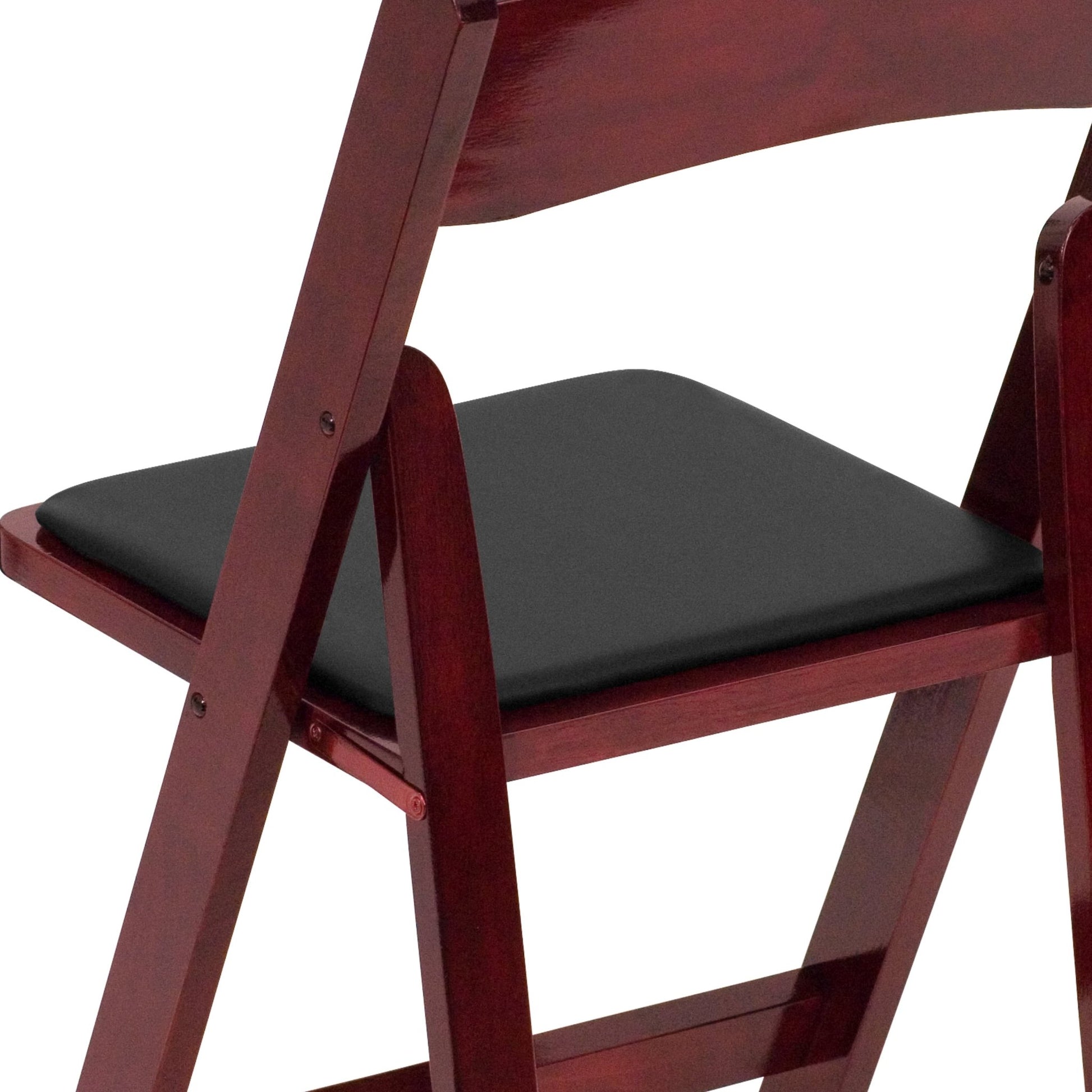 HERCULES Series Mahogany Wood Folding Chair with Vinyl Padded Seat by Flash Furniture - SchoolOutlet