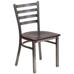 HERCULES Series Restaurant Chair Clear Coated Ladder Back Metal by Flash Furniture