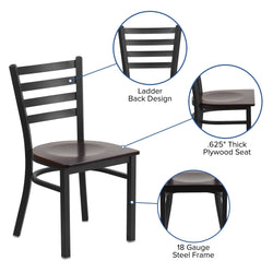HERCULES Series Restaurant Chair Black Ladder Back Metal by Flash Furniture