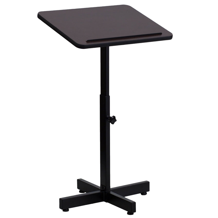 Mysta Adjustable Height Metal Lectern in Mahogany by Flash Furniture - SchoolOutlet