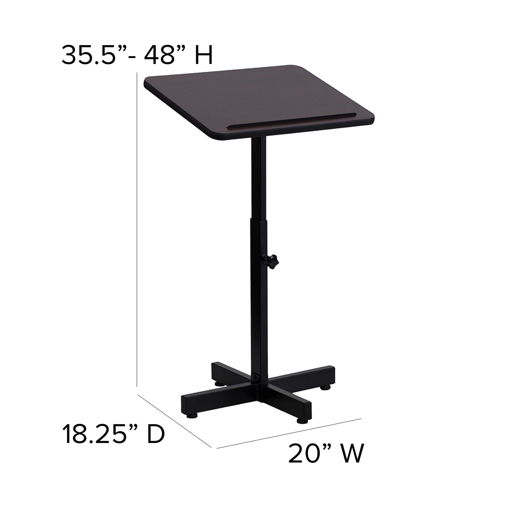 Mysta Adjustable Height Metal Lectern in Mahogany by Flash Furniture - SchoolOutlet