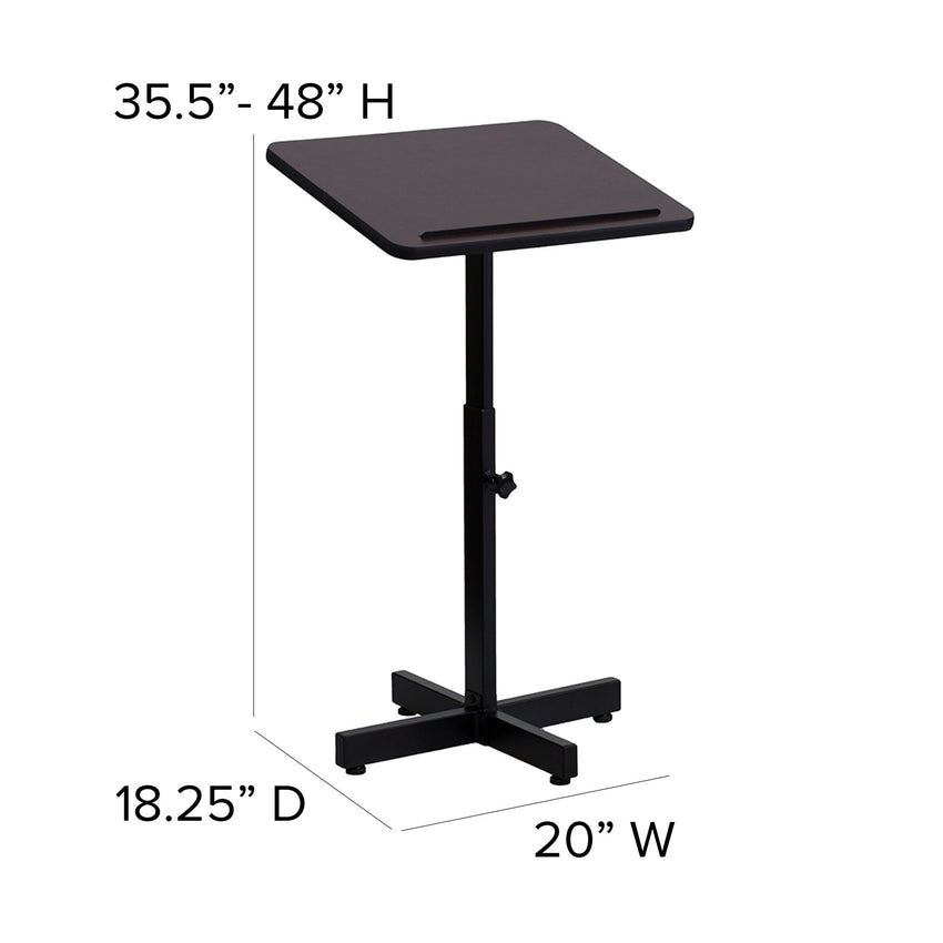 Mysta Adjustable Height Metal Lectern in Mahogany by Flash Furniture - SchoolOutlet