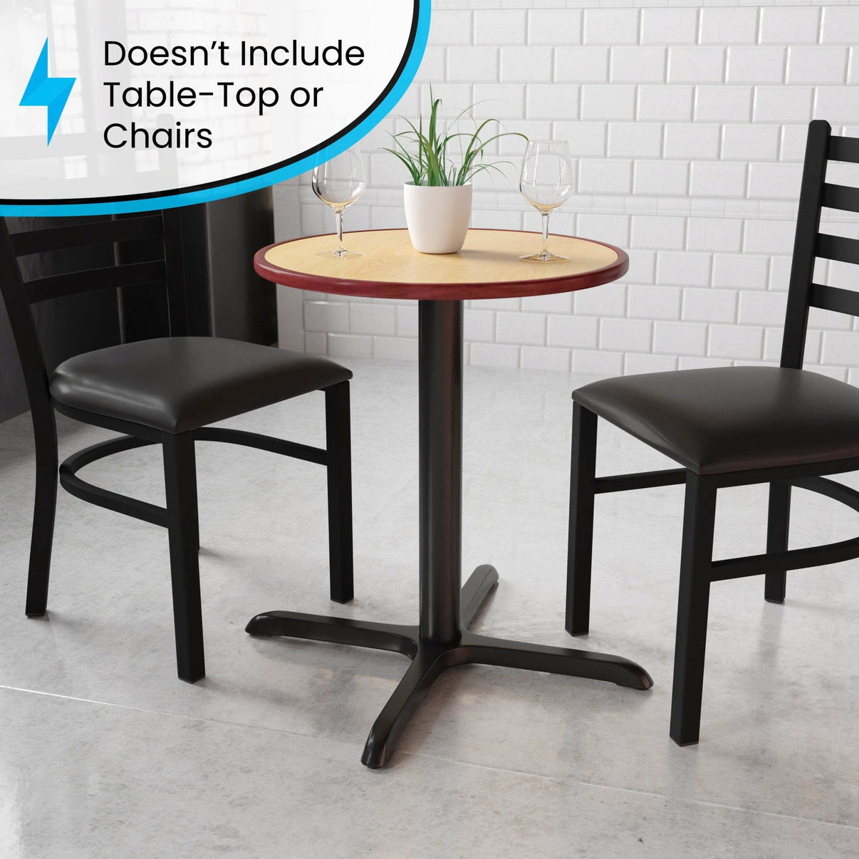 Beverly 30'' x 30'' Restaurant Table X-Base with 3'' Diameter Column b ...