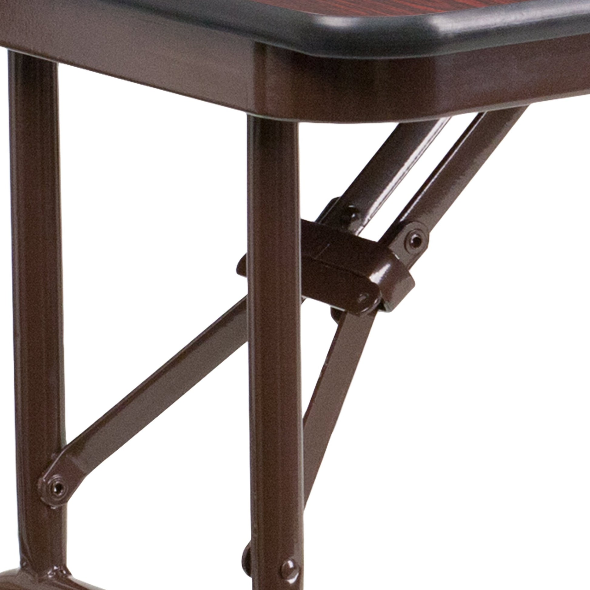 Frankie 4 - Foot Rectangular Banquet Folding Table with Melamine Laminate Top in Mahogany (24"W x 48"D x 30"H) by Flash Furniture - SchoolOutlet