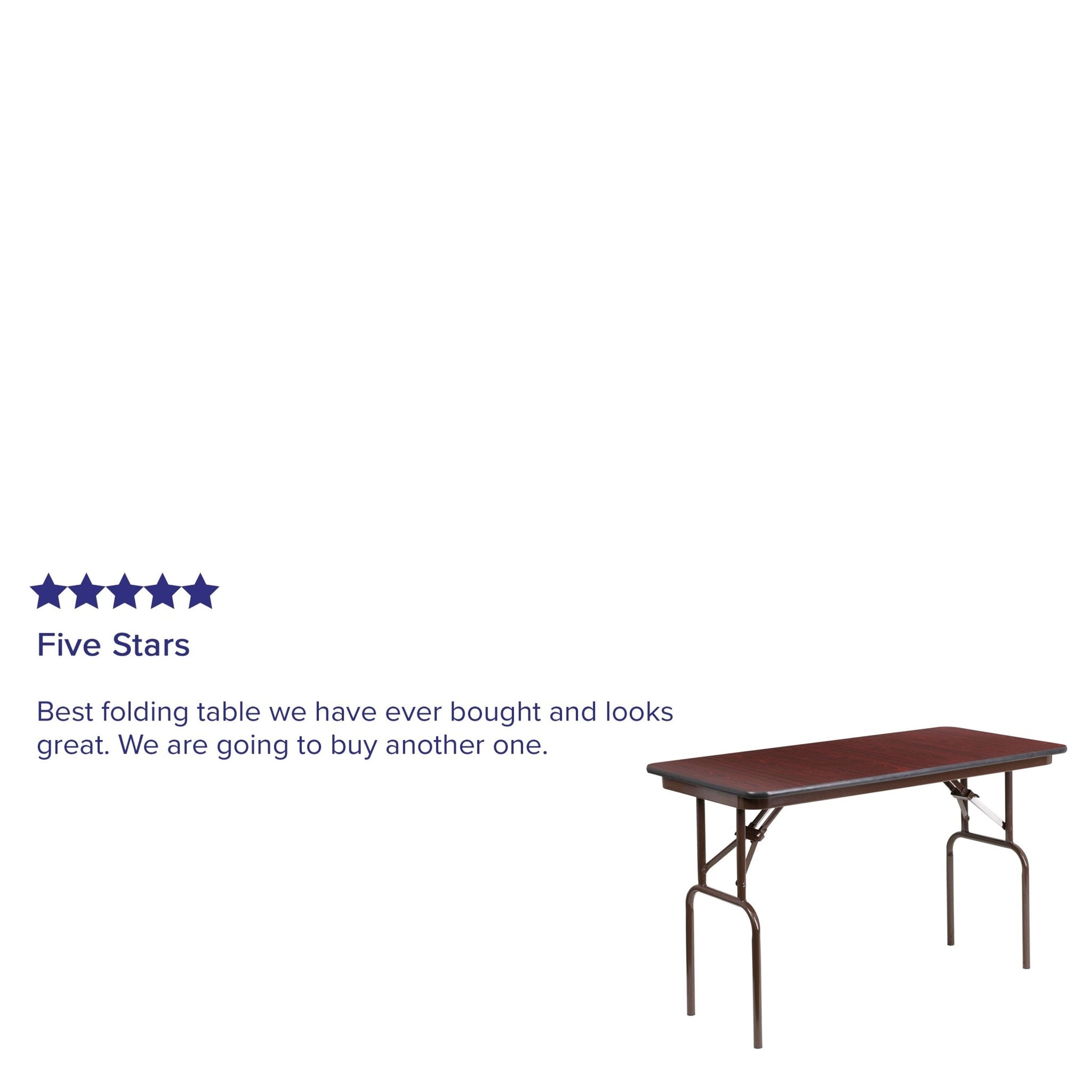 Frankie 4 - Foot Rectangular Banquet Folding Table with Melamine Laminate Top in Mahogany (24"W x 48"D x 30"H) by Flash Furniture - SchoolOutlet