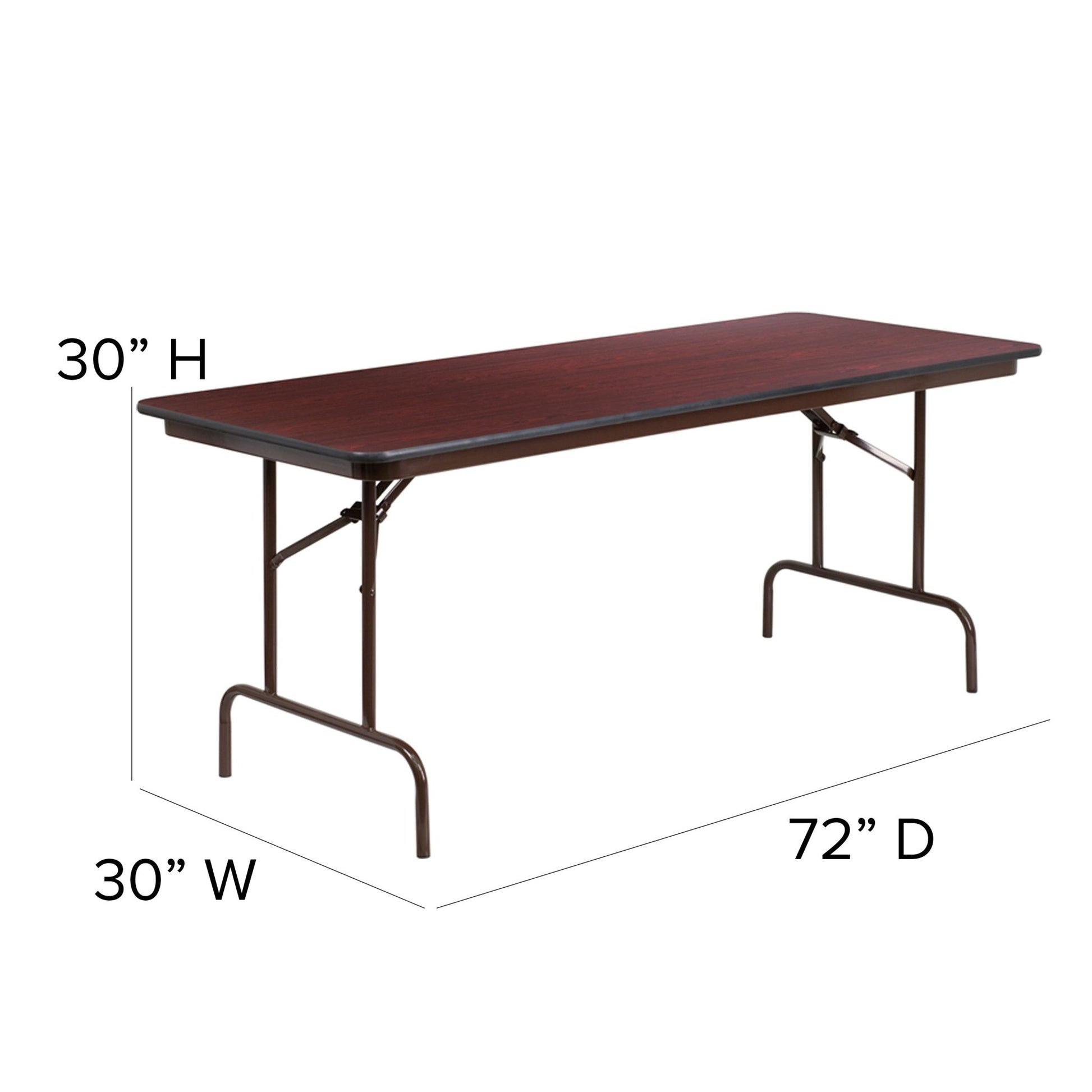 Frankie 6 - Foot Rectangular Banquet Folding Table with Melamine Laminate Top in Mahogany (30"W x 72"D x 30"H) by Flash Furniture - SchoolOutlet