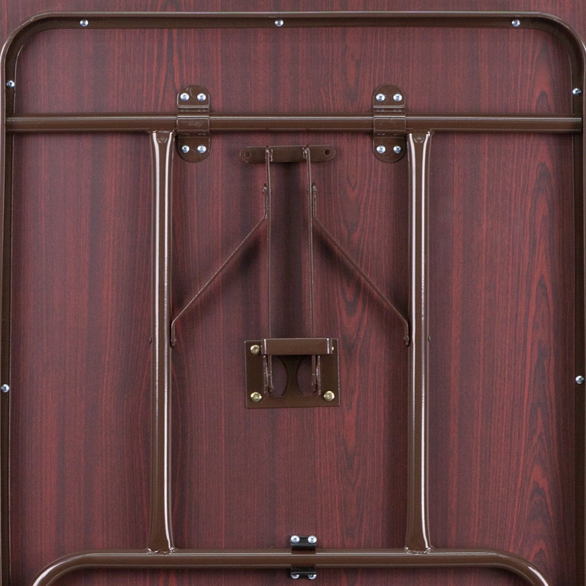 Frankie 6 - Foot Rectangular Banquet Folding Table with Melamine Laminate Top in Mahogany (30"W x 72"D x 30"H) by Flash Furniture - SchoolOutlet