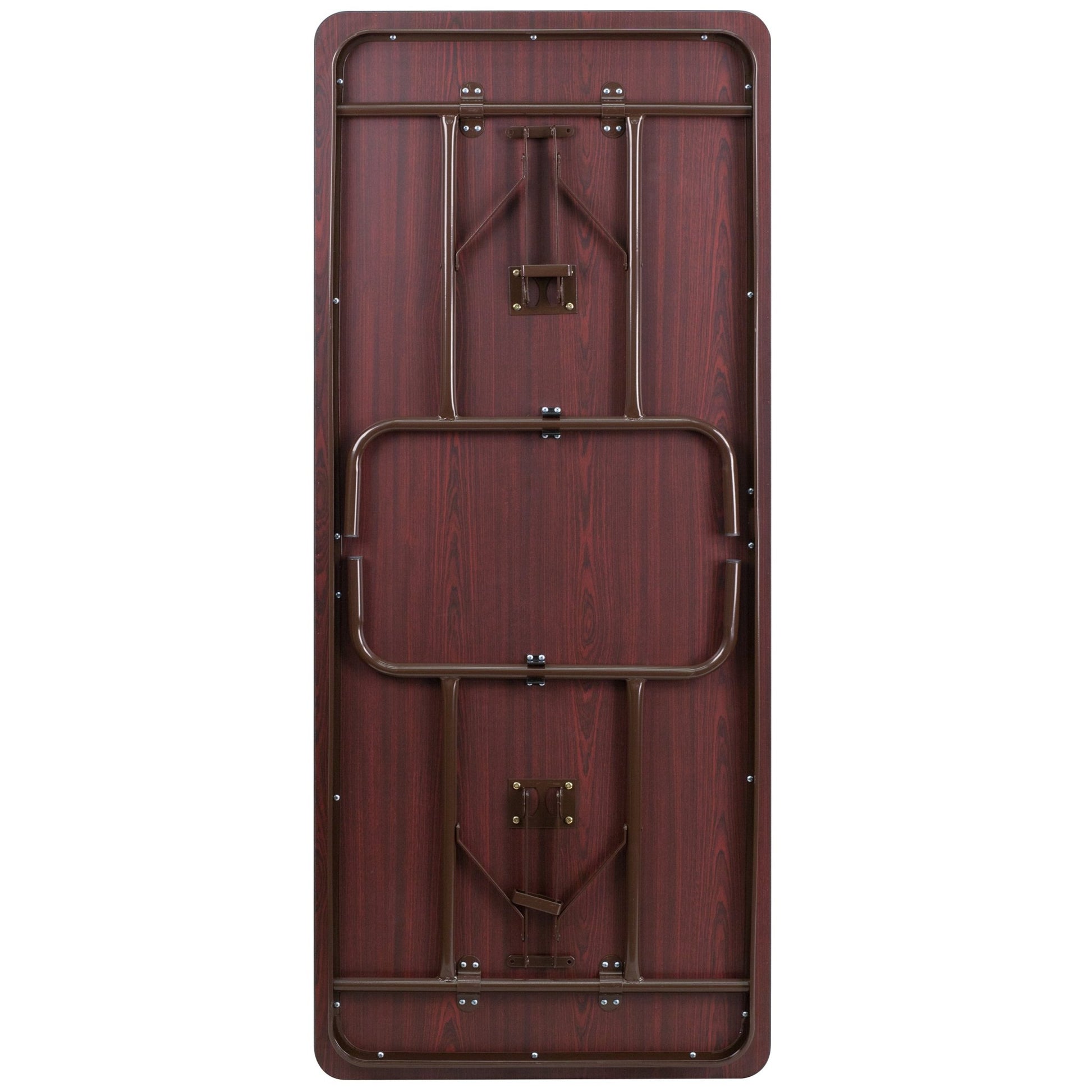 Frankie 6 - Foot Rectangular Banquet Folding Table with Melamine Laminate Top in Mahogany (30"W x 72"D x 30"H) by Flash Furniture - SchoolOutlet