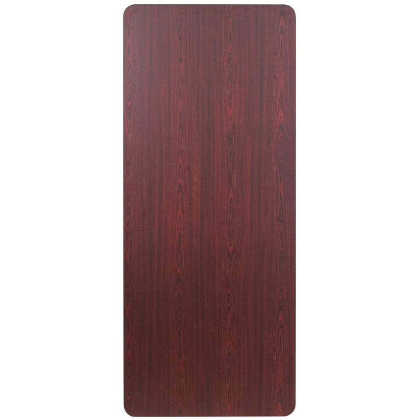 Frankie 6 - Foot Rectangular Banquet Folding Table with Melamine Laminate Top in Mahogany (30"W x 72"D x 30"H) by Flash Furniture - SchoolOutlet