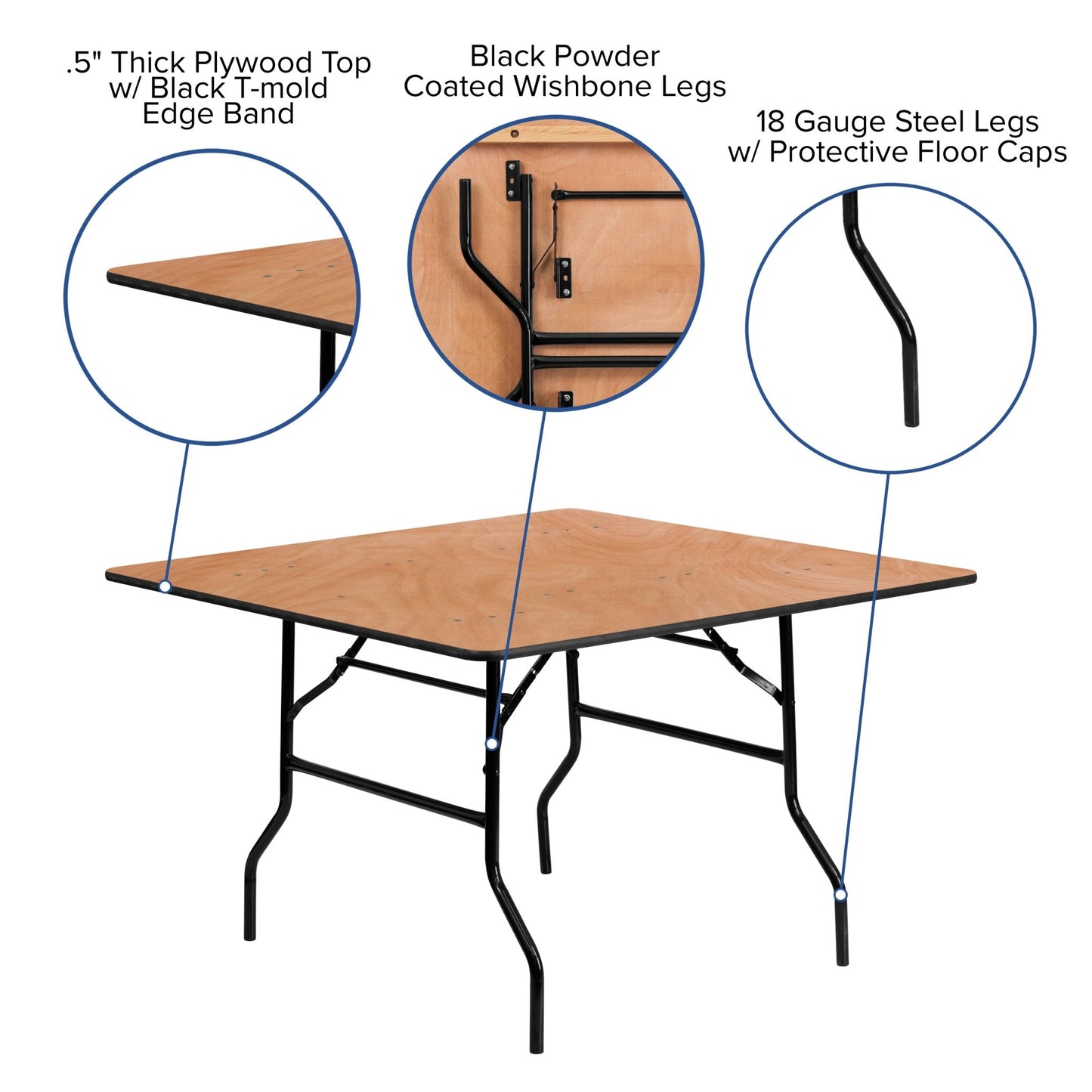 Gerry 4 - Foot Square Wood Folding Banquet Table by Flash Furniture - SchoolOutlet