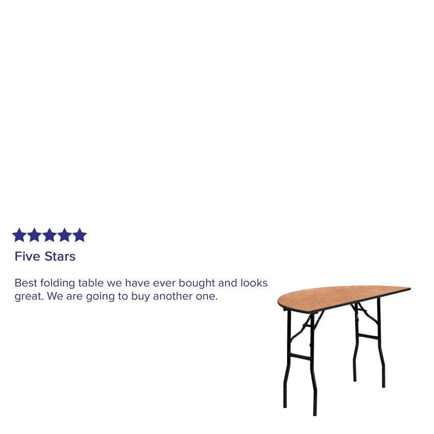 Furman 4 - Foot Half - Round Wood Folding Banquet Table by Flash Furniture - SchoolOutlet
