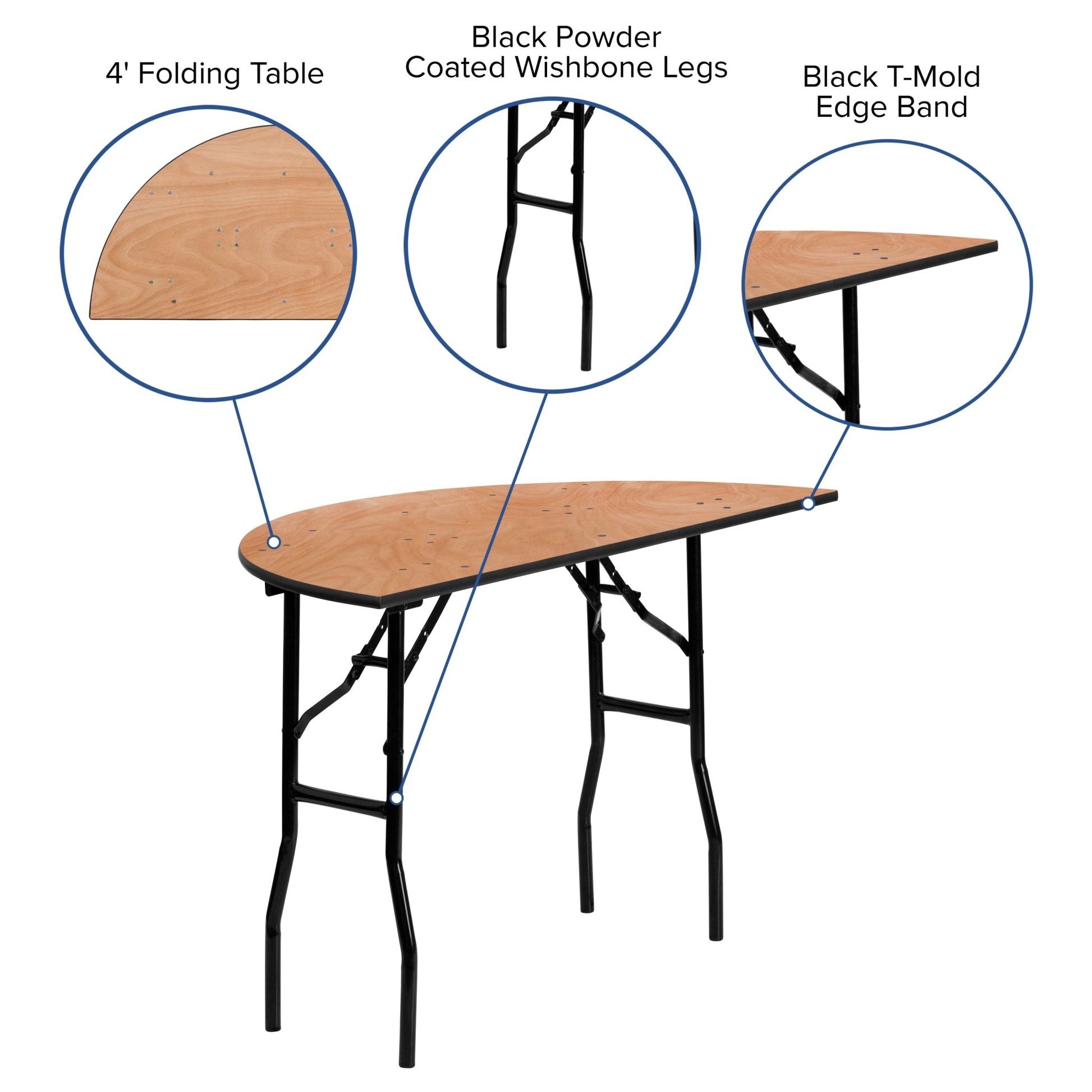 Furman 4 - Foot Half - Round Wood Folding Banquet Table by Flash Furniture - SchoolOutlet