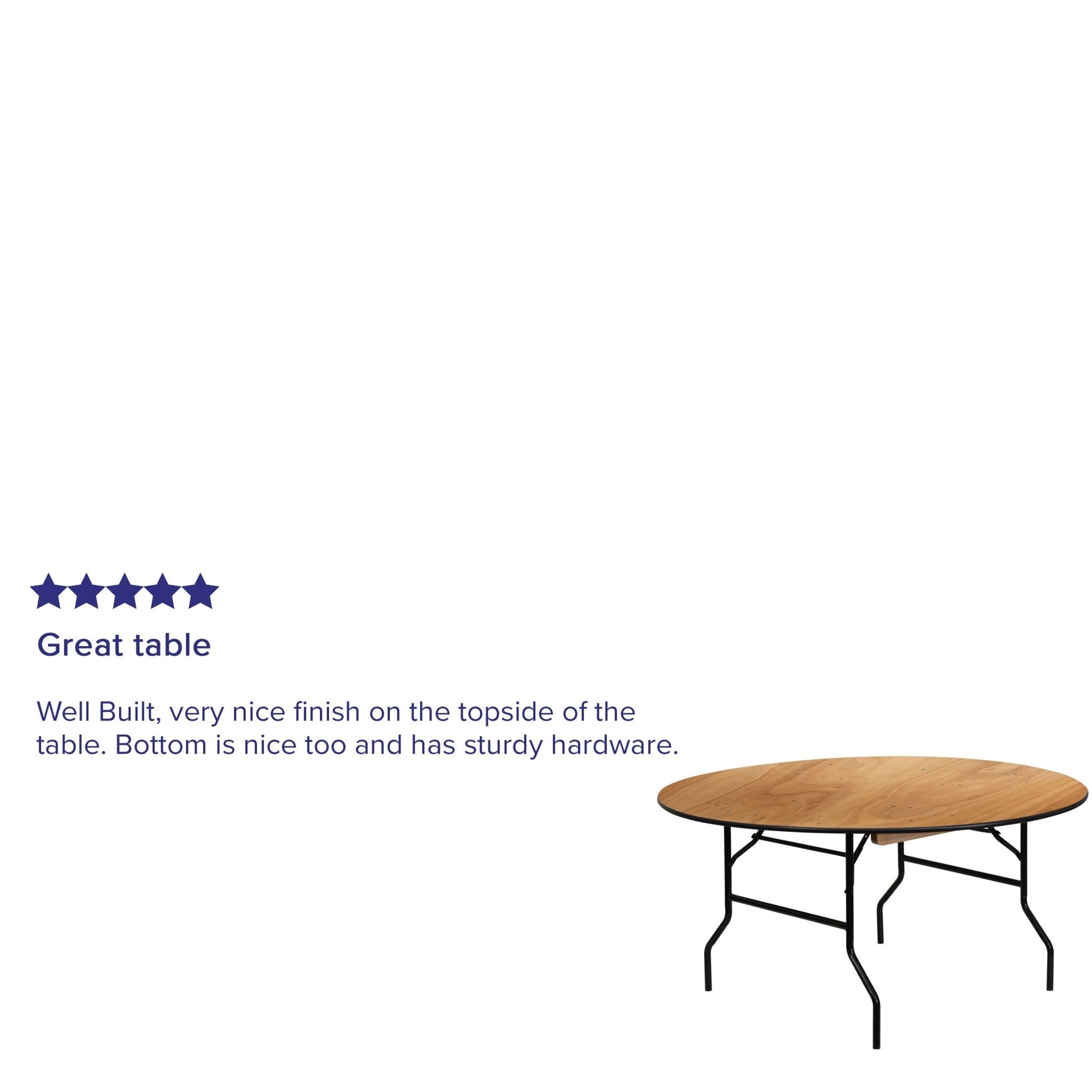 Furman 5 - Foot Round Wood Folding Banquet Table with Clear Coated Finished Top by Flash Furniture - SchoolOutlet