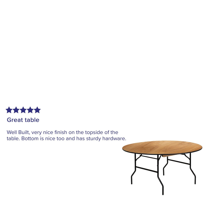 Furman 5 - Foot Round Wood Folding Banquet Table with Clear Coated Finished Top by Flash Furniture - SchoolOutlet