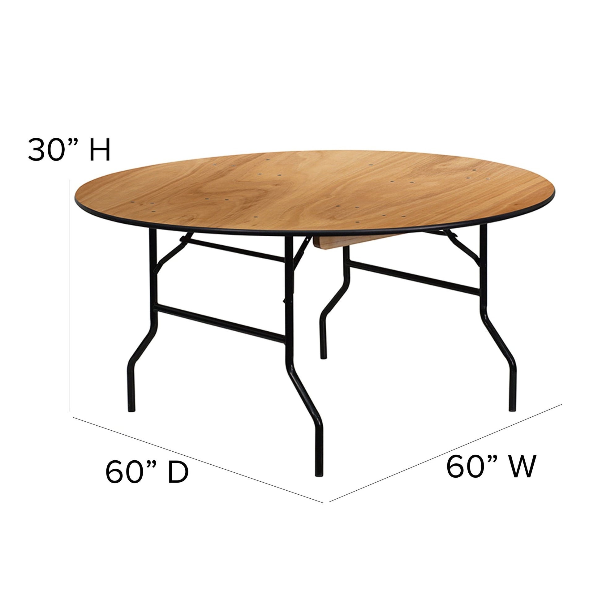 Furman 5 - Foot Round Wood Folding Banquet Table with Clear Coated Finished Top by Flash Furniture - SchoolOutlet