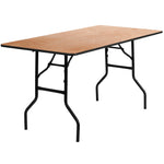 Gael 5 - Foot Rectangular Wood Folding Banquet Table with Clear Coated Finished Top by Flash Furniture - SchoolOutlet