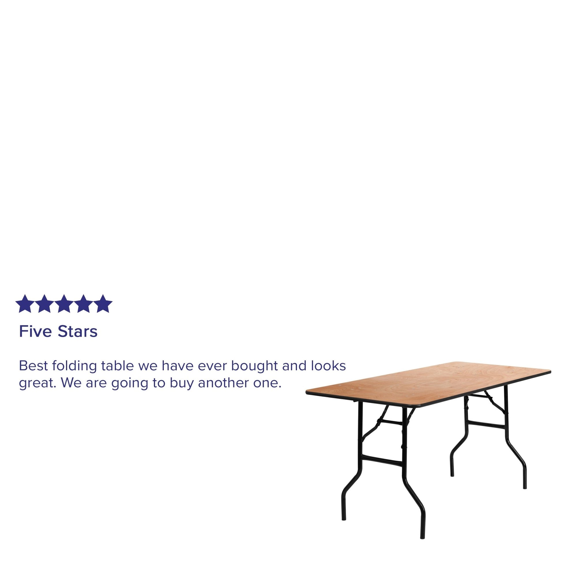 Gael 5 - Foot Rectangular Wood Folding Banquet Table with Clear Coated Finished Top by Flash Furniture - SchoolOutlet