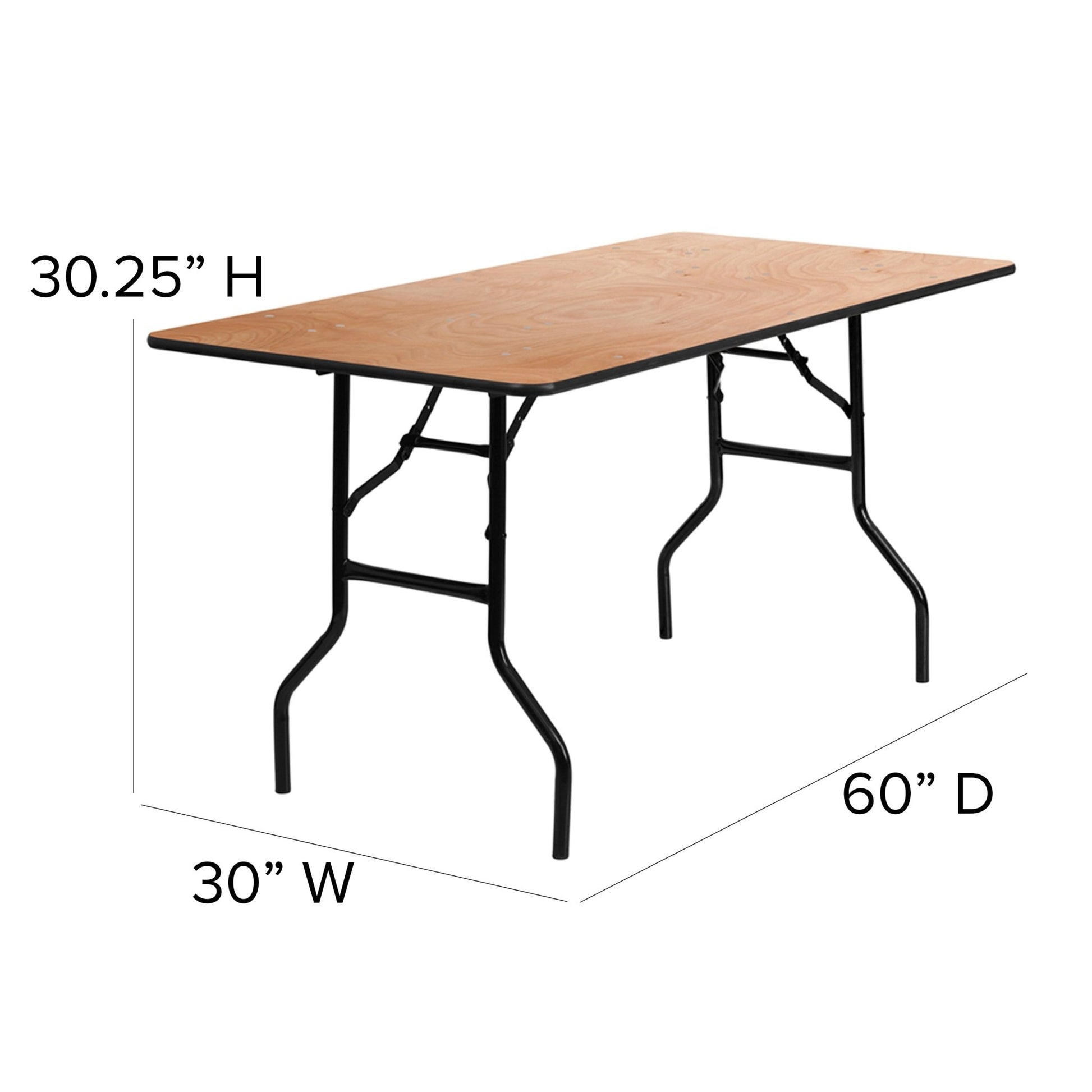 Gael 5 - Foot Rectangular Wood Folding Banquet Table with Clear Coated Finished Top by Flash Furniture - SchoolOutlet