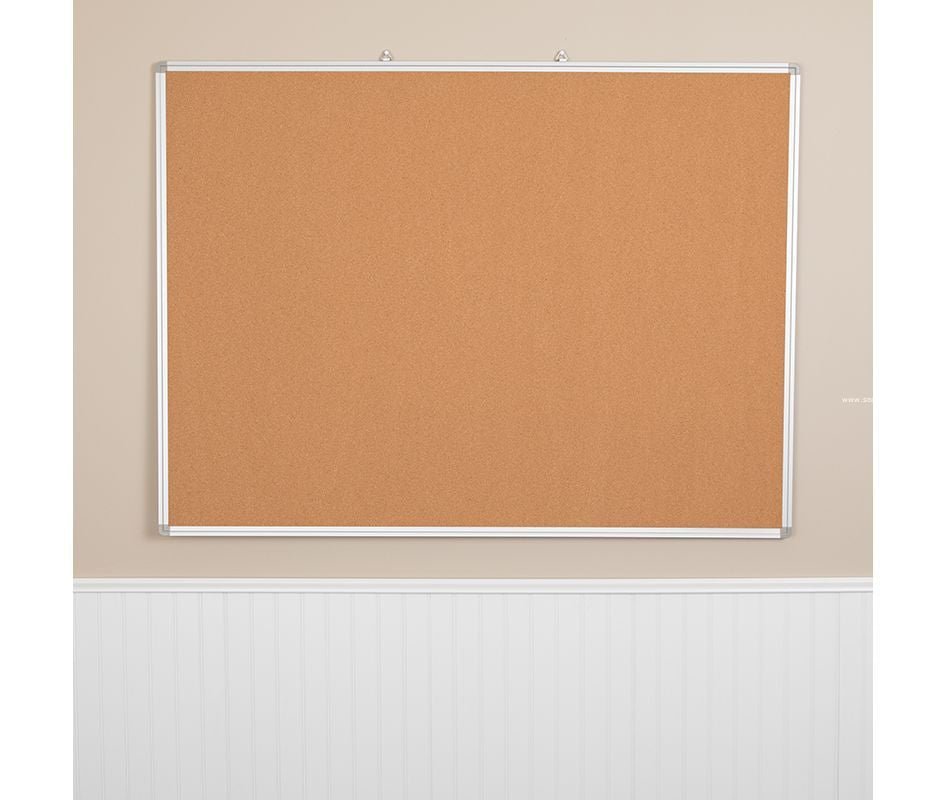 HERCULES Series 47.25"W x 35.5"H Natural Cork Board with Aluminum Frame - SchoolOutlet