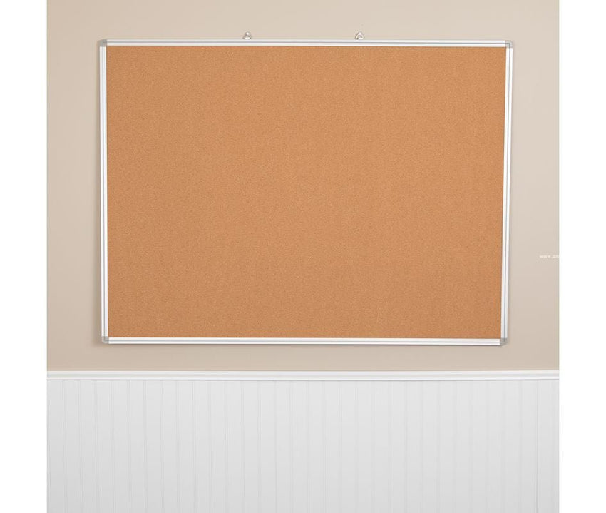 HERCULES Series 47.25"W x 35.5"H Natural Cork Board with Aluminum Frame - SchoolOutlet