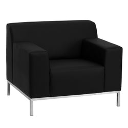 HERCULES Definity Series Contemporary Reception Chair in Black LeatherSoft with Stainless Steel Frame by Flash Furniture