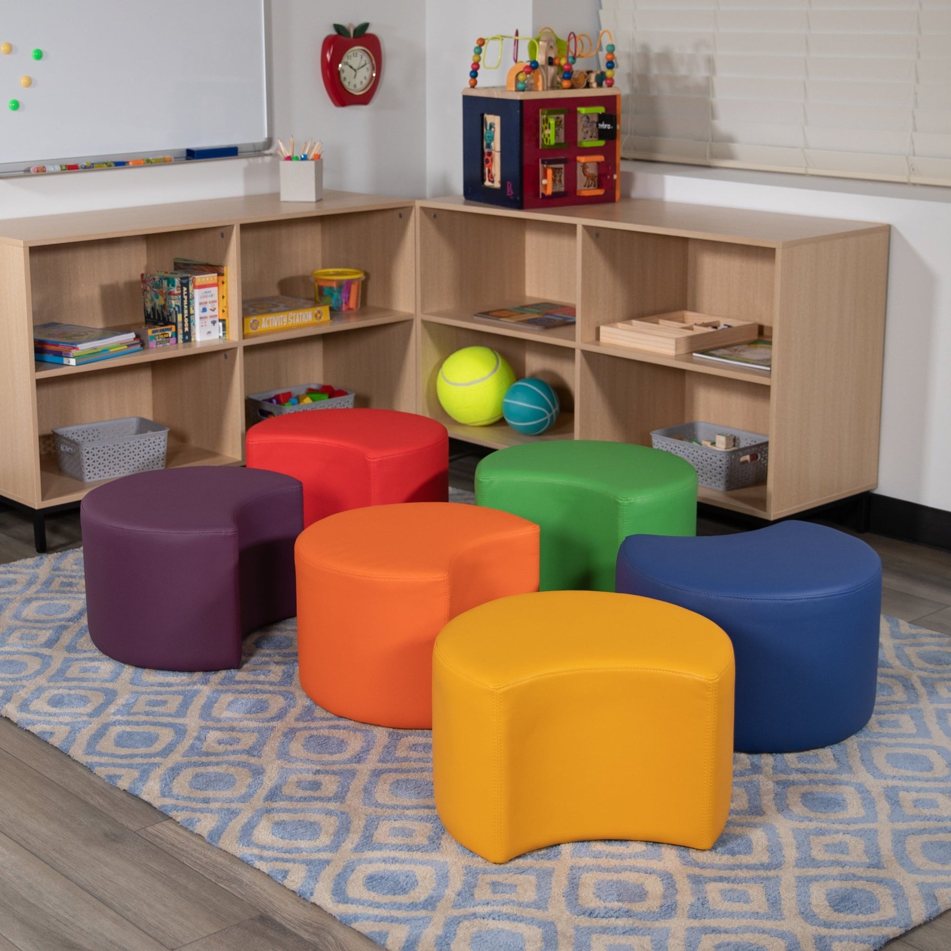 Flash Furniture Nicholas Soft Seating Flexible Moon Modular Ottoman for Classrooms and Daycares - 12" Seat Height - SchoolOutlet