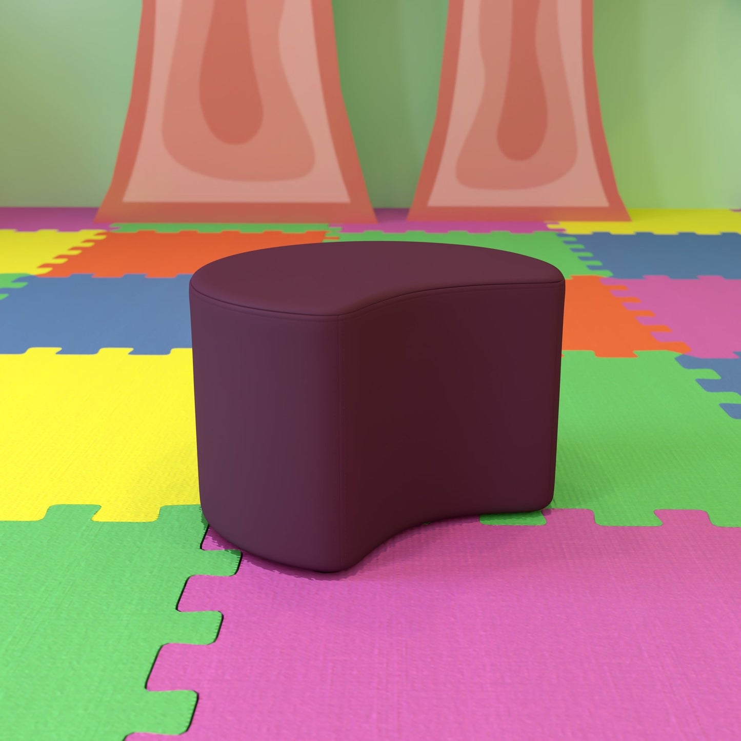 Flash Furniture Nicholas Soft Seating Flexible Moon Modular Ottoman for Classrooms and Daycares - 12" Seat Height - SchoolOutlet