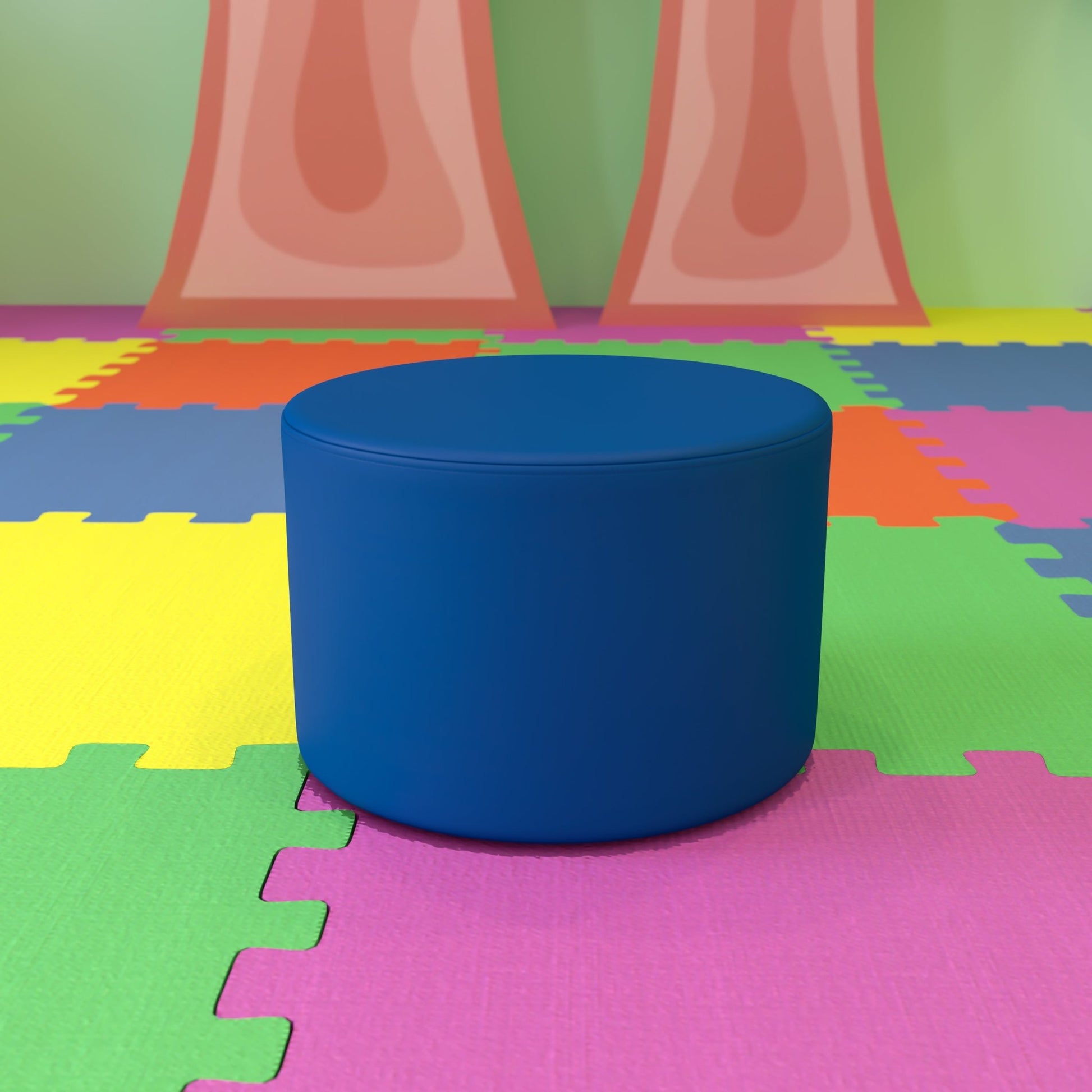 Flash Furniture Nicholas Soft Seating Flexible Round Modular Ottoman for Classrooms and Daycares - 12" Seat Height - SchoolOutlet