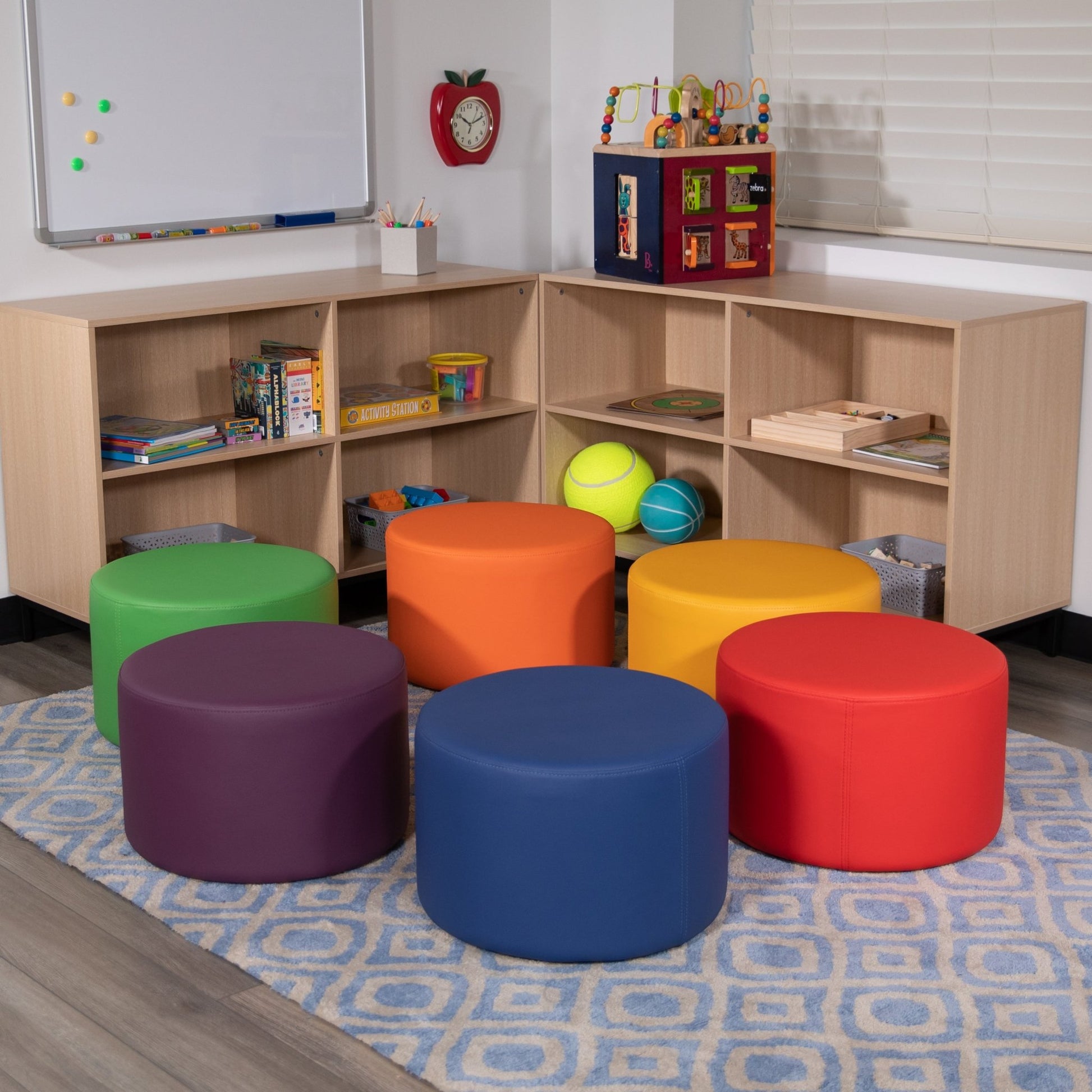 Flash Furniture Nicholas Soft Seating Flexible Round Modular Ottoman for Classrooms and Daycares - 12" Seat Height - SchoolOutlet
