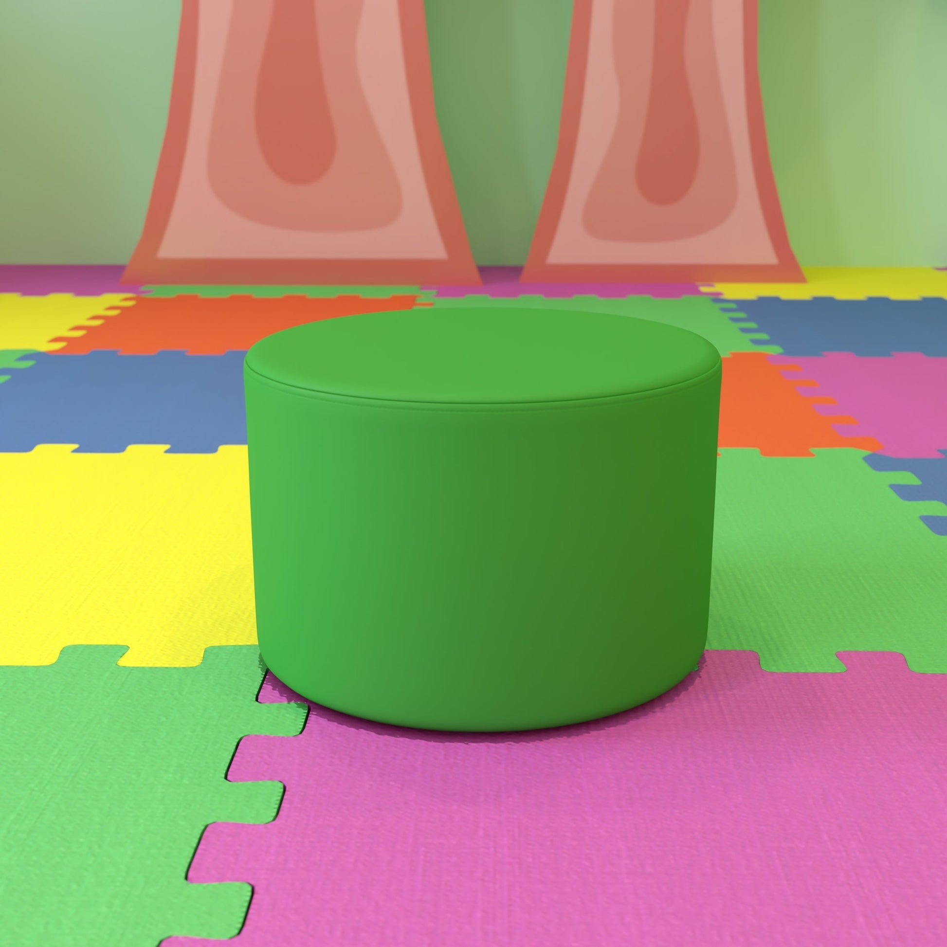 Flash Furniture Nicholas Soft Seating Flexible Round Modular Ottoman for Classrooms and Daycares - 12" Seat Height - SchoolOutlet
