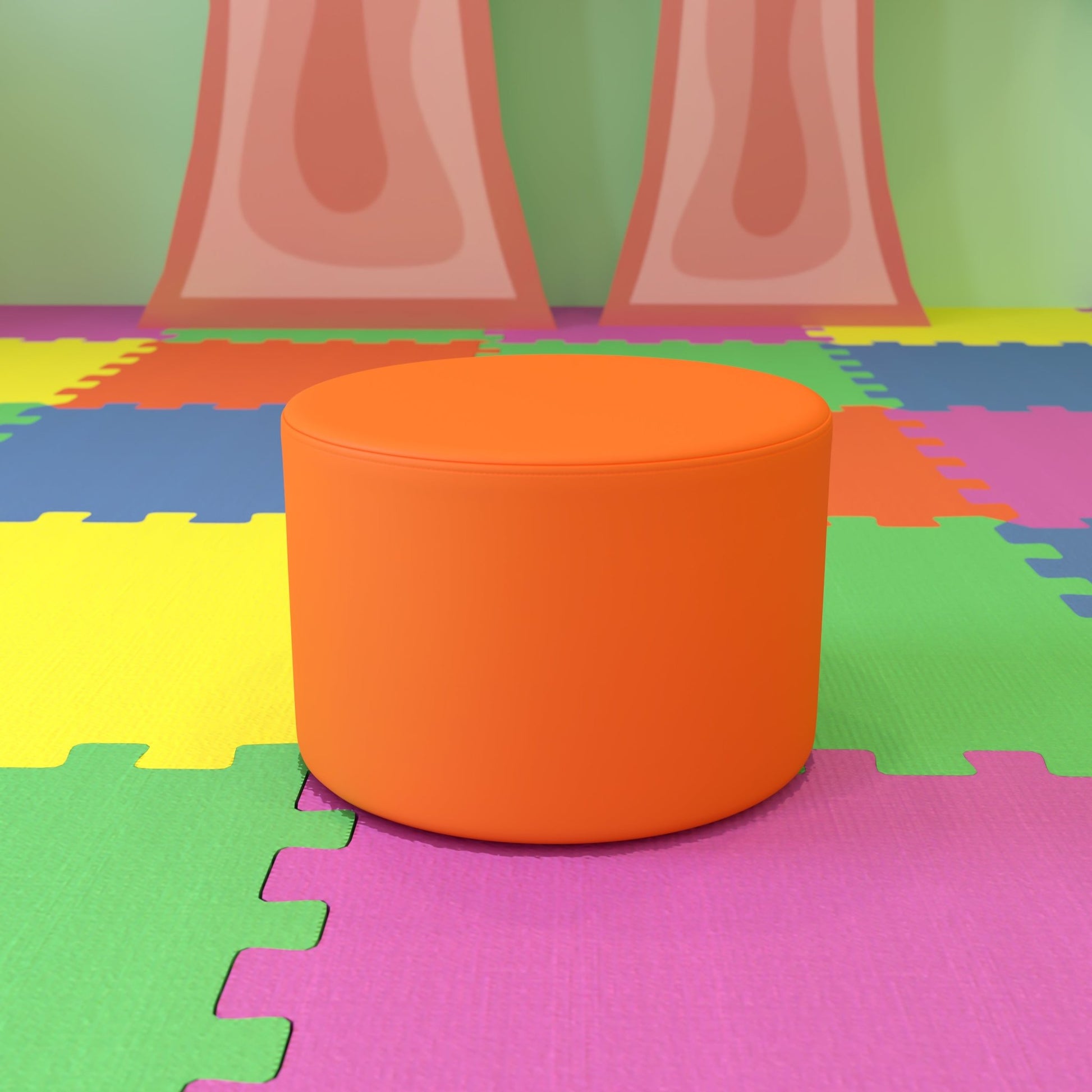 Flash Furniture Nicholas Soft Seating Flexible Round Modular Ottoman for Classrooms and Daycares - 12" Seat Height - SchoolOutlet