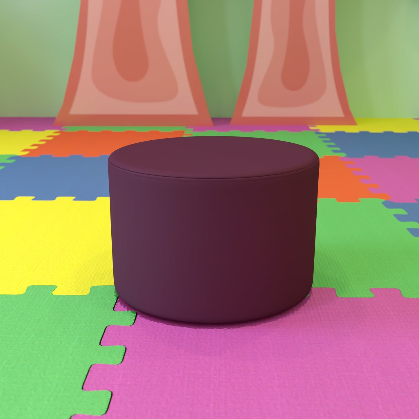 Flash Furniture Nicholas Soft Seating Flexible Round Modular Ottoman for Classrooms and Daycares - 12" Seat Height - SchoolOutlet