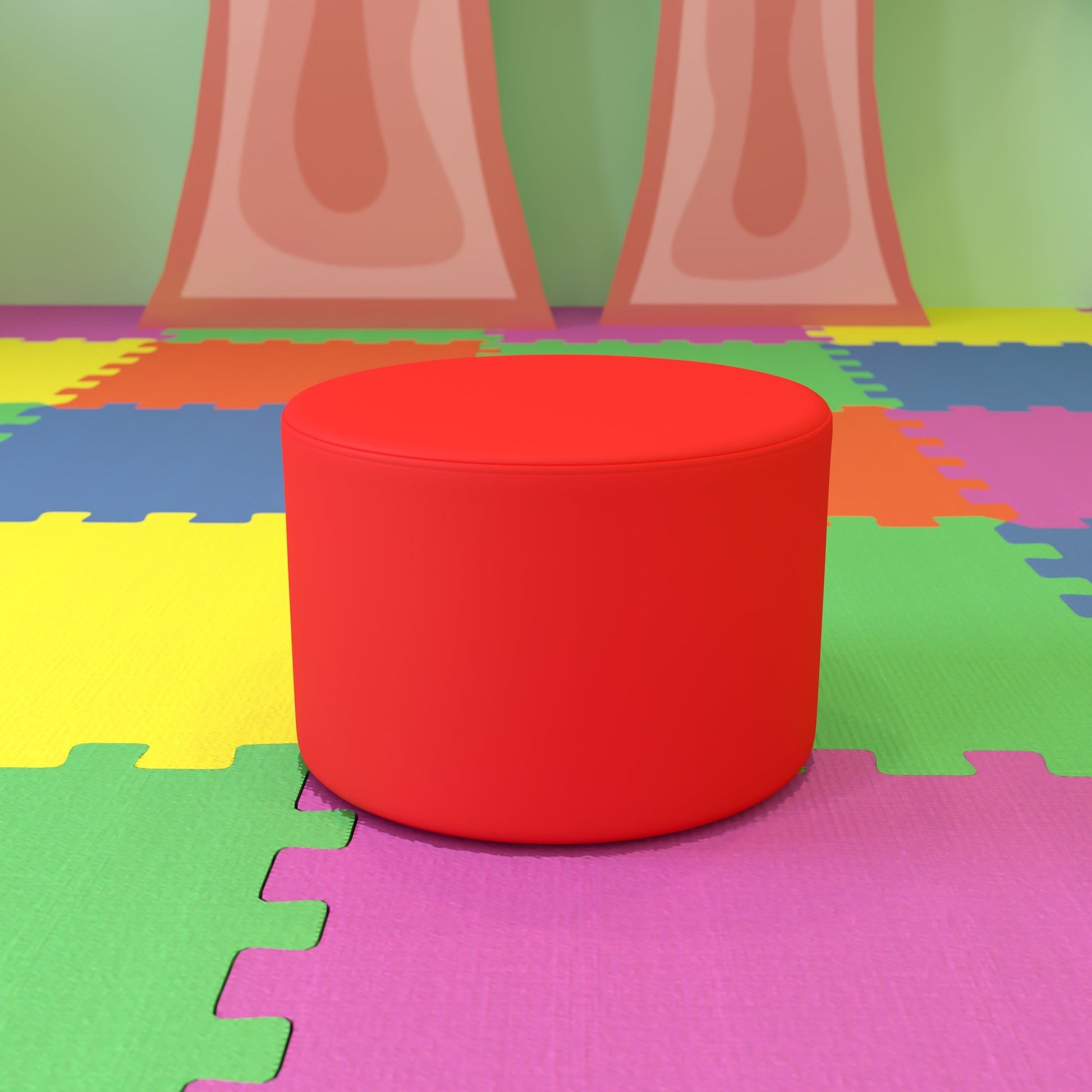 Flash Furniture Nicholas Soft Seating Flexible Round Modular Ottoman for Classrooms and Daycares - 12" Seat Height - SchoolOutlet