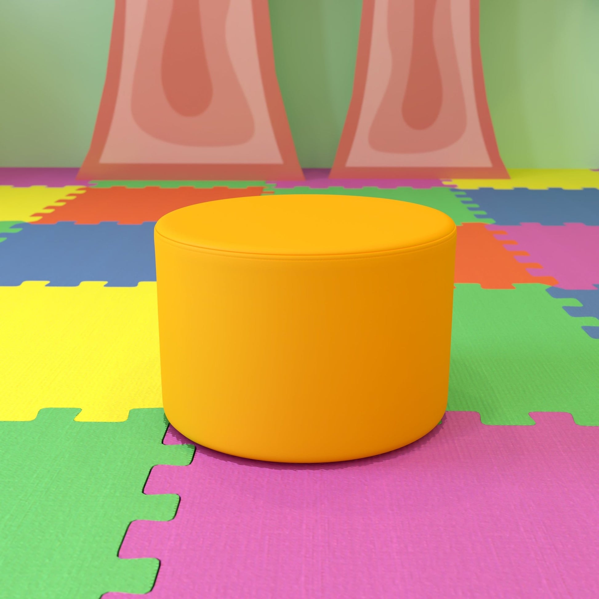 Flash Furniture Nicholas Soft Seating Flexible Round Modular Ottoman for Classrooms and Daycares - 12" Seat Height - SchoolOutlet