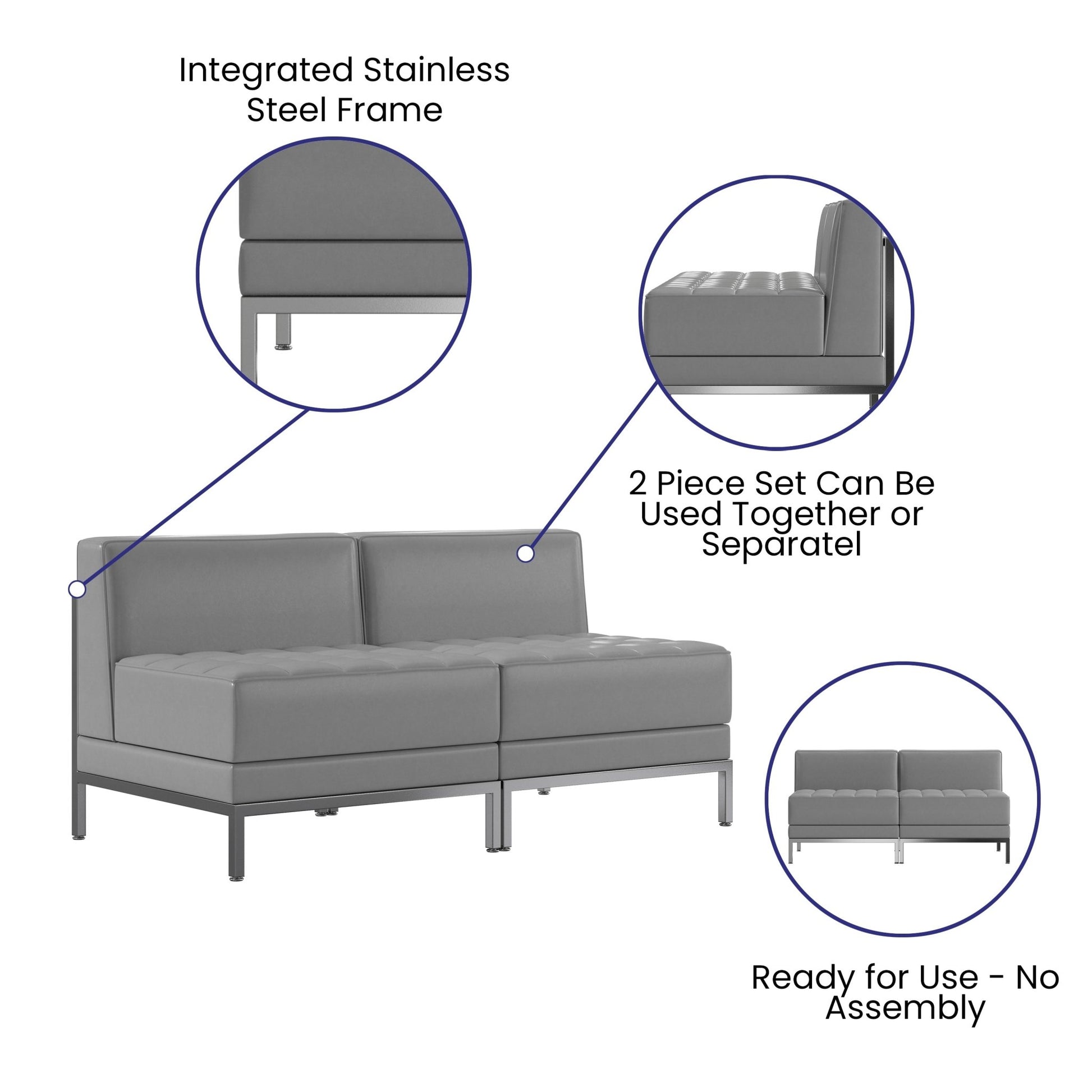 HERCULES Imagination Series 2 Piece Waiting Room LeatherSoft Lounge Set - Reception Bench by Flash Furniture - SchoolOutlet