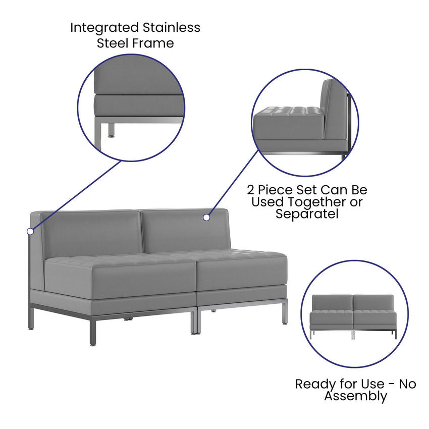 HERCULES Imagination Series 2 Piece Waiting Room LeatherSoft Lounge Set - Reception Bench by Flash Furniture - SchoolOutlet