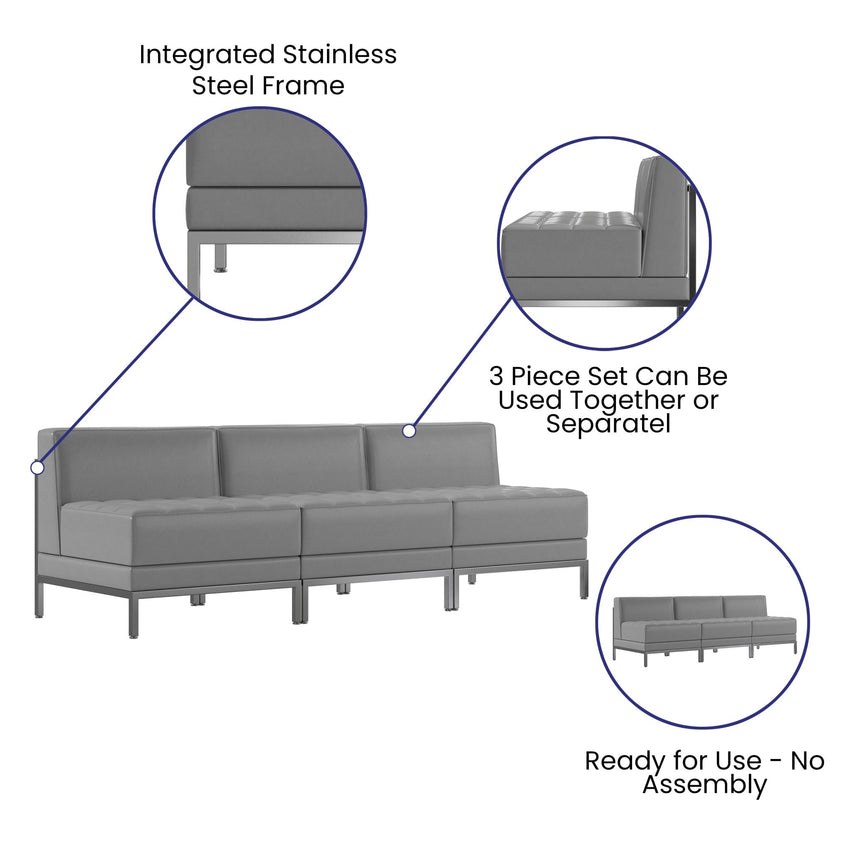 HERCULES Imagination Series 3 Piece Waiting Room LeatherSoft Lounge Set - Reception Bench by Flash Furniture - SchoolOutlet