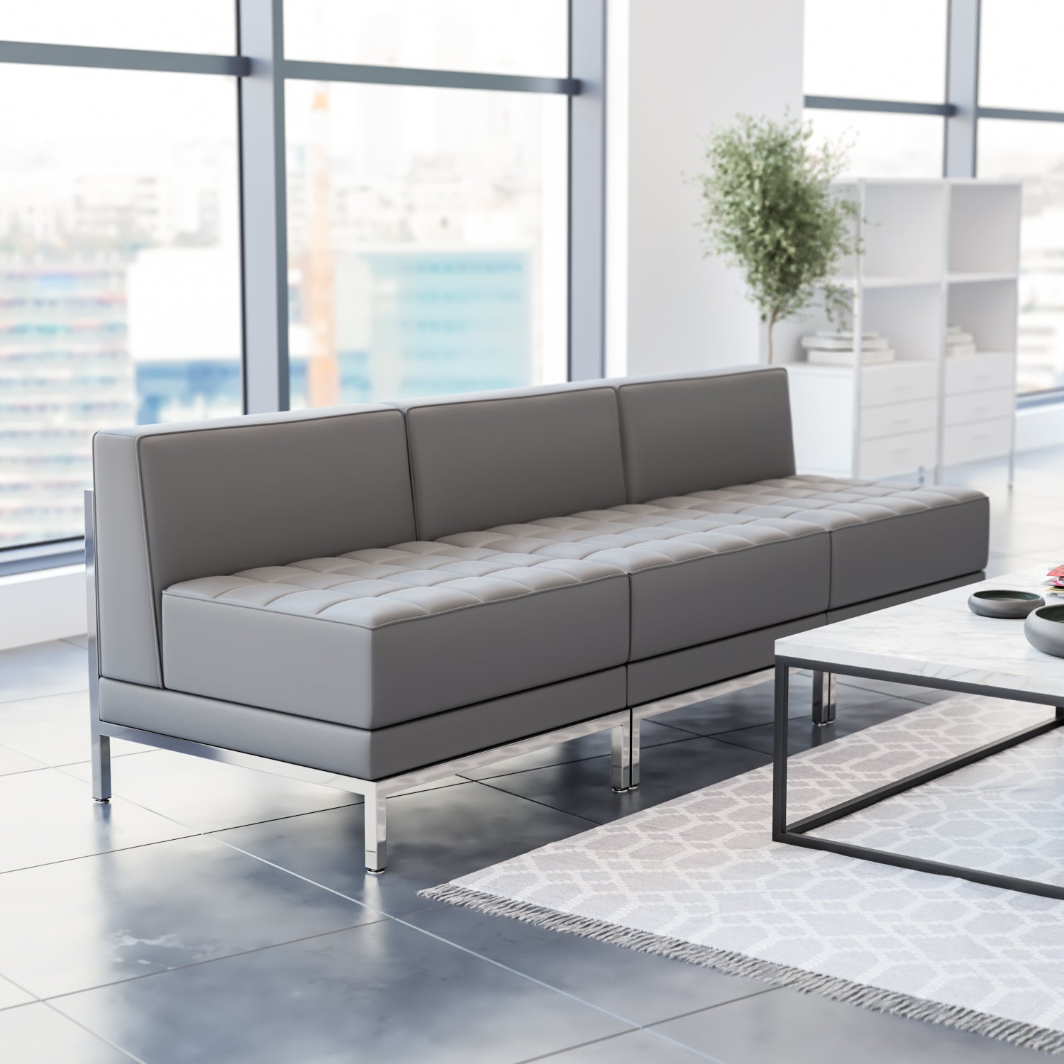 HERCULES Imagination Series 3 Piece Waiting Room LeatherSoft Lounge Set - Reception Bench by Flash Furniture - SchoolOutlet