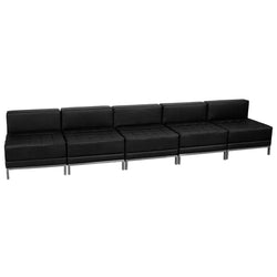 HERCULES Imagination Series 5 Piece Black LeatherSoft Waiting Room Lounge Set - Reception Bench by Flash Furniture