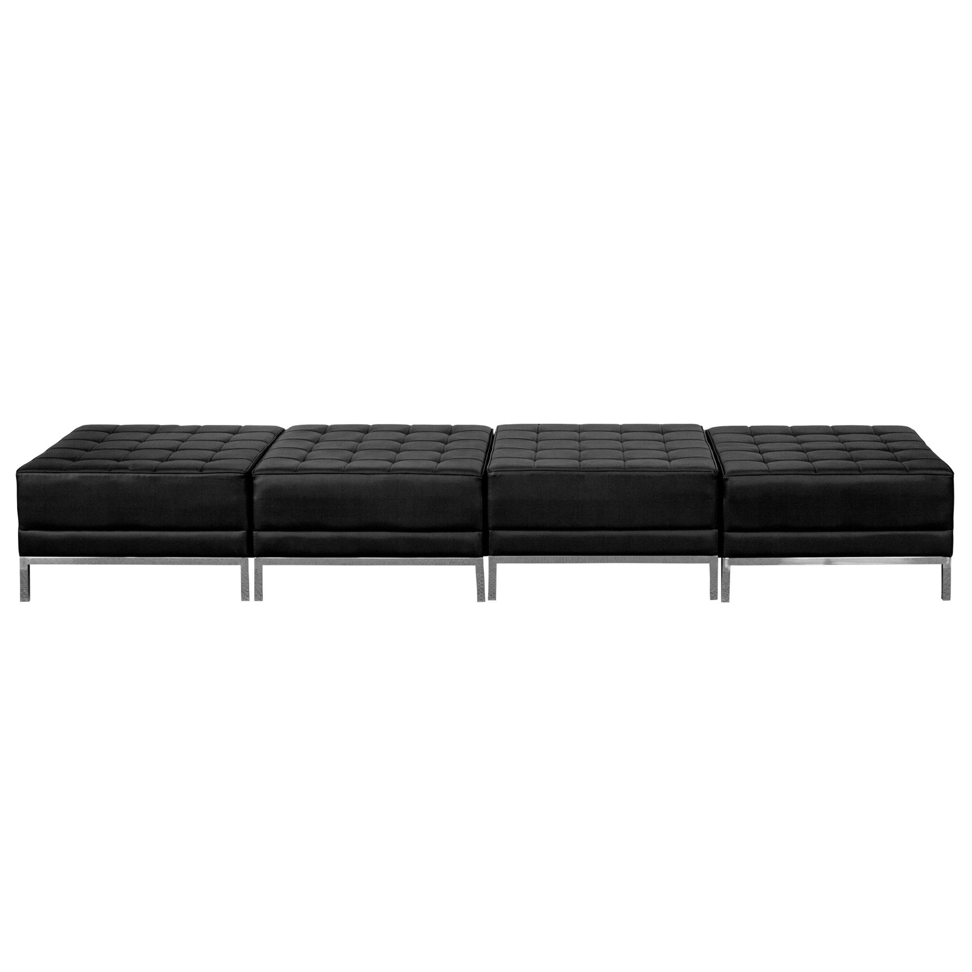 HERCULES Imagination Series Black LeatherSoft Ottomans - Four Seat Bench by Flash Furniture - SchoolOutlet