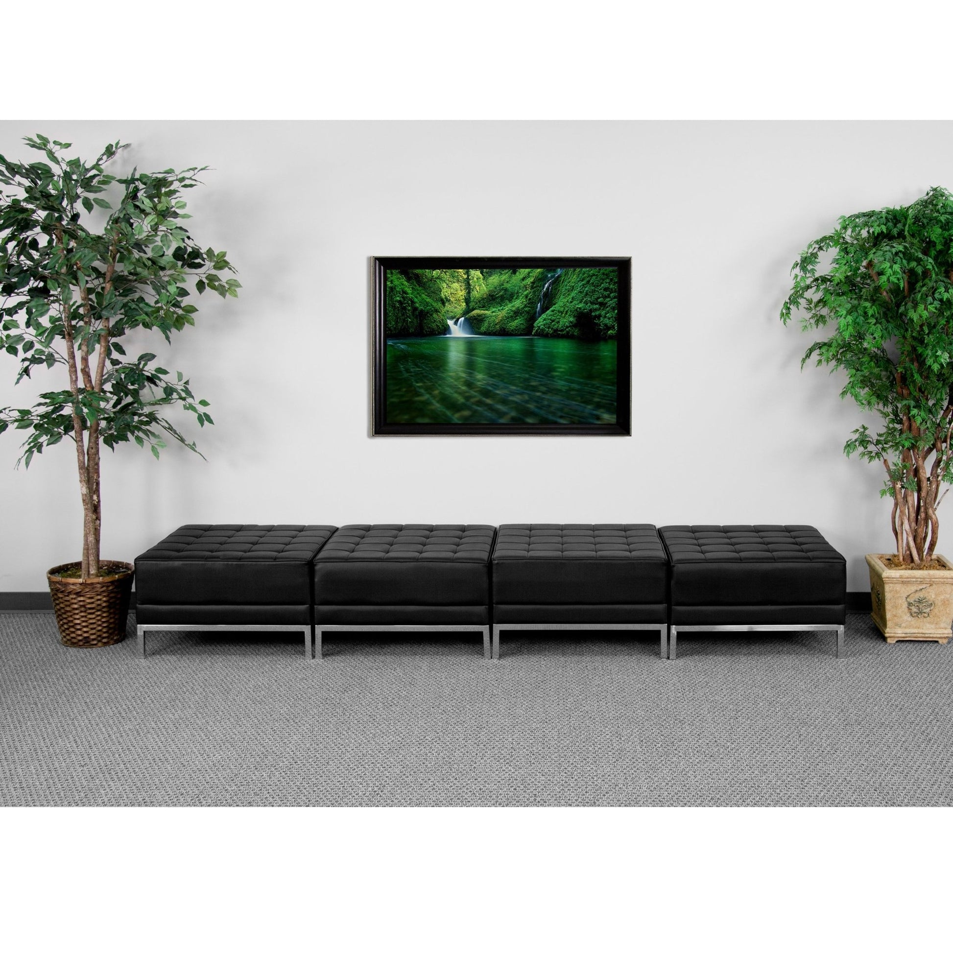 HERCULES Imagination Series Black LeatherSoft Ottomans - Four Seat Bench by Flash Furniture - SchoolOutlet