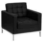 HERCULES Lacey Series Contemporary LeatherSoft Chair with Stainless Steel Frame by Flash Furniture - SchoolOutlet