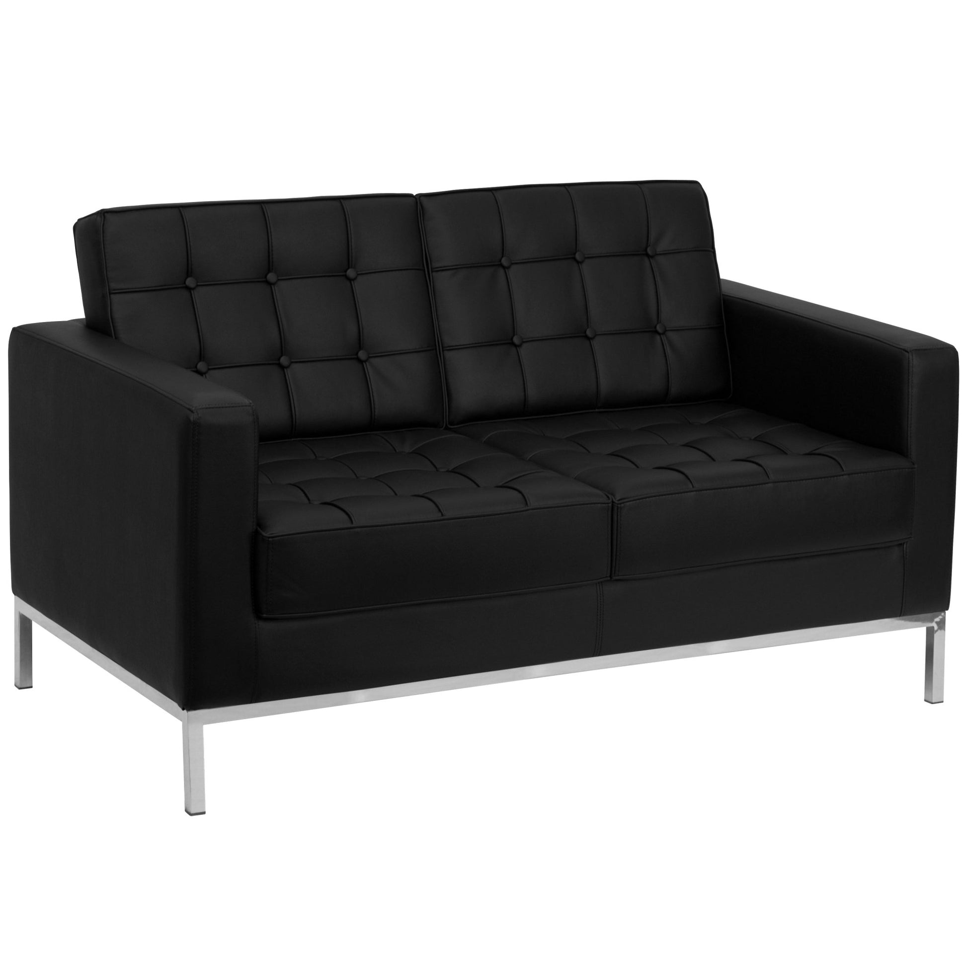 HERCULES Lacey Series Contemporary LeatherSoft Loveseat with Stainless Steel Frame by Flash Furniture - SchoolOutlet