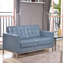 HERCULES Lacey Series Contemporary LeatherSoft Loveseat with Stainless Steel Frame by Flash Furniture