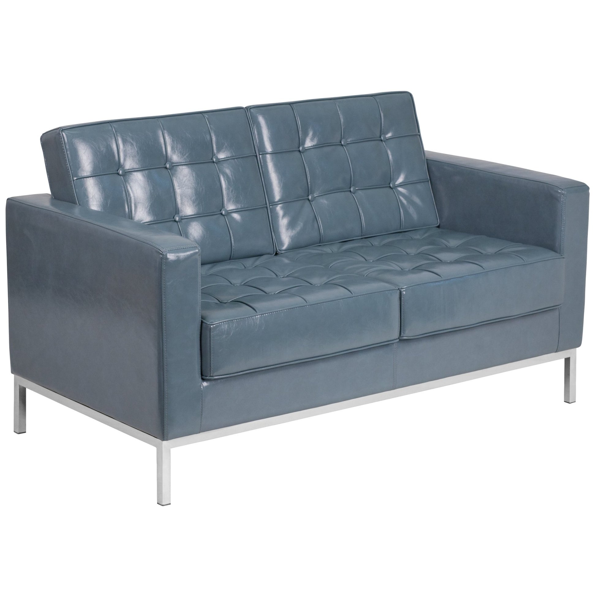 HERCULES Lacey Series Contemporary LeatherSoft Loveseat with Stainless Steel Frame by Flash Furniture - SchoolOutlet